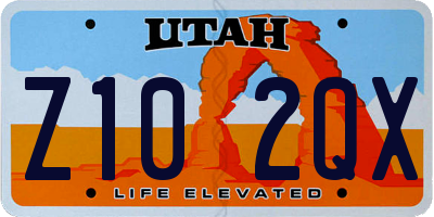 UT license plate Z102QX