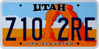 UT license plate Z102RE