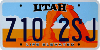 UT license plate Z102SJ