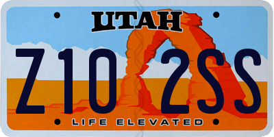 UT license plate Z102SS
