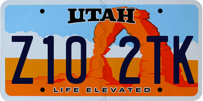 UT license plate Z102TK
