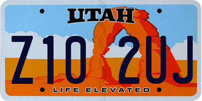 UT license plate Z102UJ