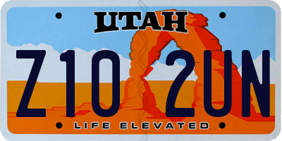 UT license plate Z102UN