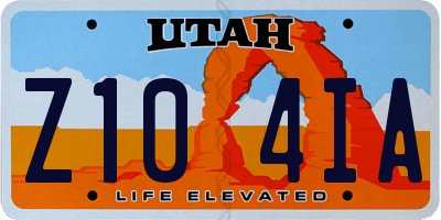 UT license plate Z104IA