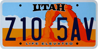 UT license plate Z105AV