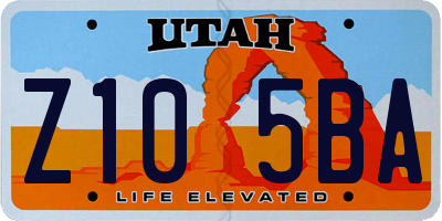 UT license plate Z105BA
