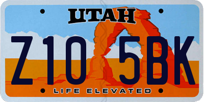 UT license plate Z105BK