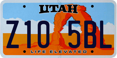UT license plate Z105BL