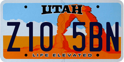 UT license plate Z105BN