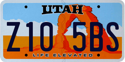 UT license plate Z105BS