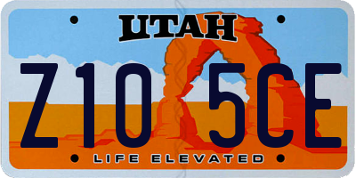 UT license plate Z105CE