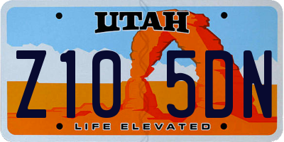 UT license plate Z105DN