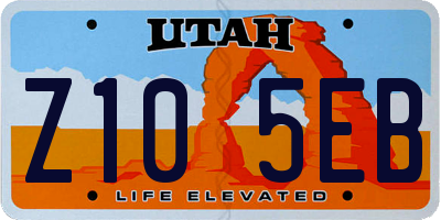 UT license plate Z105EB