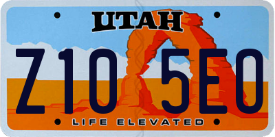UT license plate Z105EO