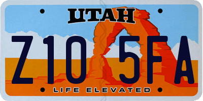 UT license plate Z105FA