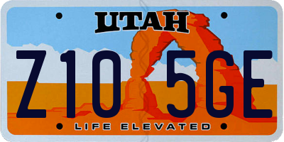 UT license plate Z105GE