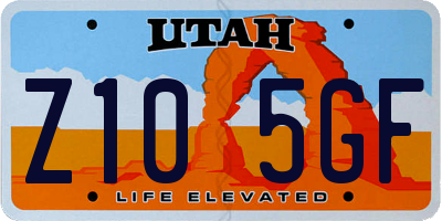UT license plate Z105GF