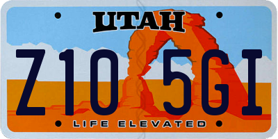 UT license plate Z105GI