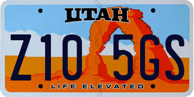 UT license plate Z105GS