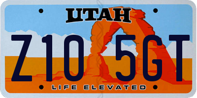 UT license plate Z105GT