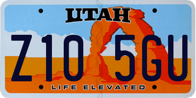 UT license plate Z105GU