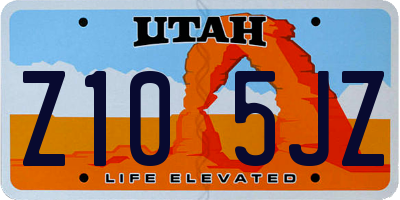 UT license plate Z105JZ