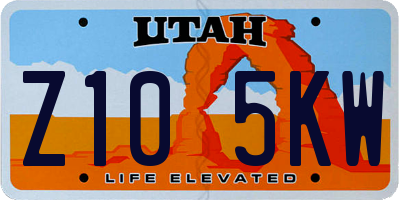 UT license plate Z105KW