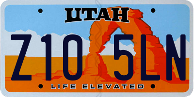 UT license plate Z105LN