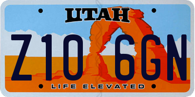 UT license plate Z106GN