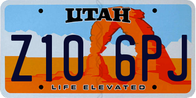 UT license plate Z106PJ