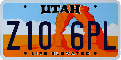 UT license plate Z106PL
