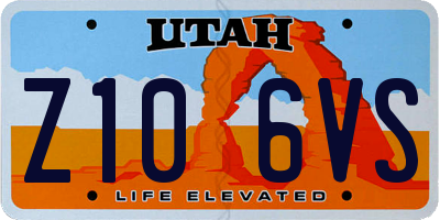 UT license plate Z106VS