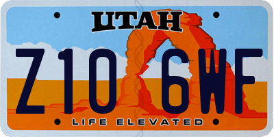 UT license plate Z106WF