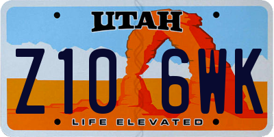 UT license plate Z106WK