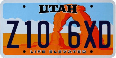 UT license plate Z106XD
