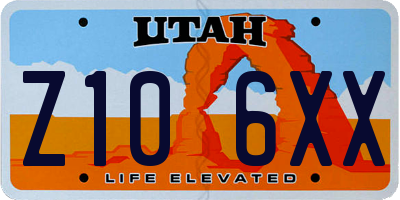 UT license plate Z106XX