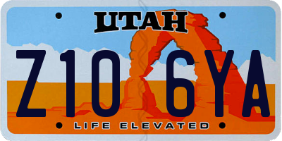 UT license plate Z106YA