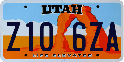 UT license plate Z106ZA