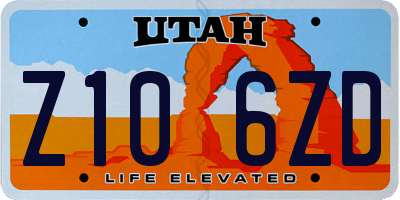 UT license plate Z106ZD