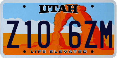UT license plate Z106ZM