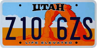 UT license plate Z106ZS