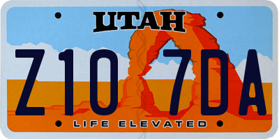 UT license plate Z107DA