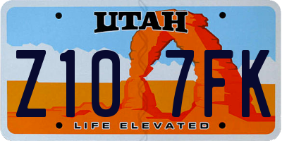 UT license plate Z107FK