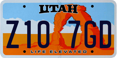UT license plate Z107GD