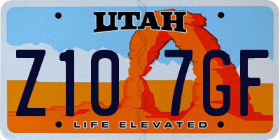 UT license plate Z107GF
