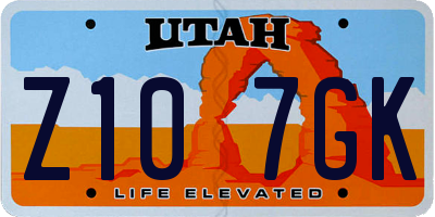 UT license plate Z107GK