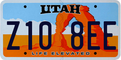 UT license plate Z108EE