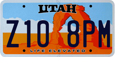 UT license plate Z108PM