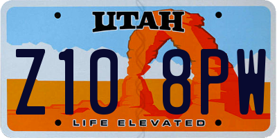 UT license plate Z108PW
