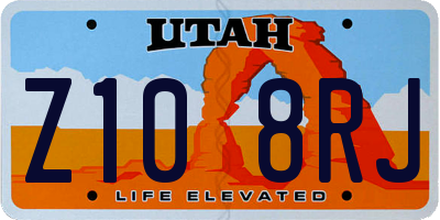 UT license plate Z108RJ